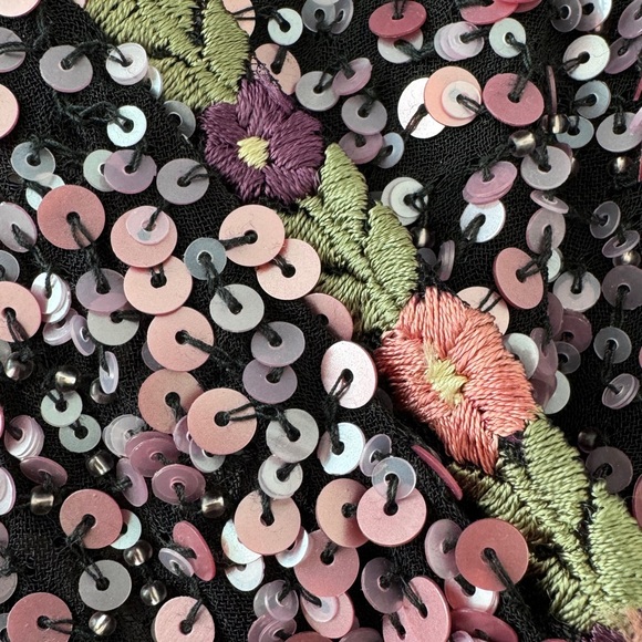 Anthropologie Varun Bahl Purple Pink Sequin Wrap Dress 3/4 Sleeve NWT Size 6 - Picture 9 of 10